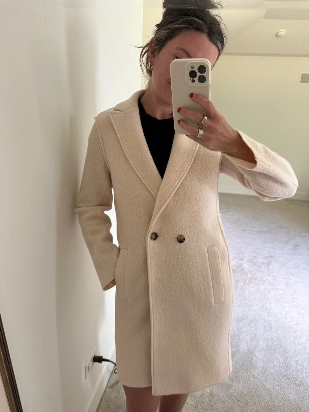 J. Crew Italian 100% wool J Crew Daphne Topcoat ivory peacoat like new - Picture 8 of 10